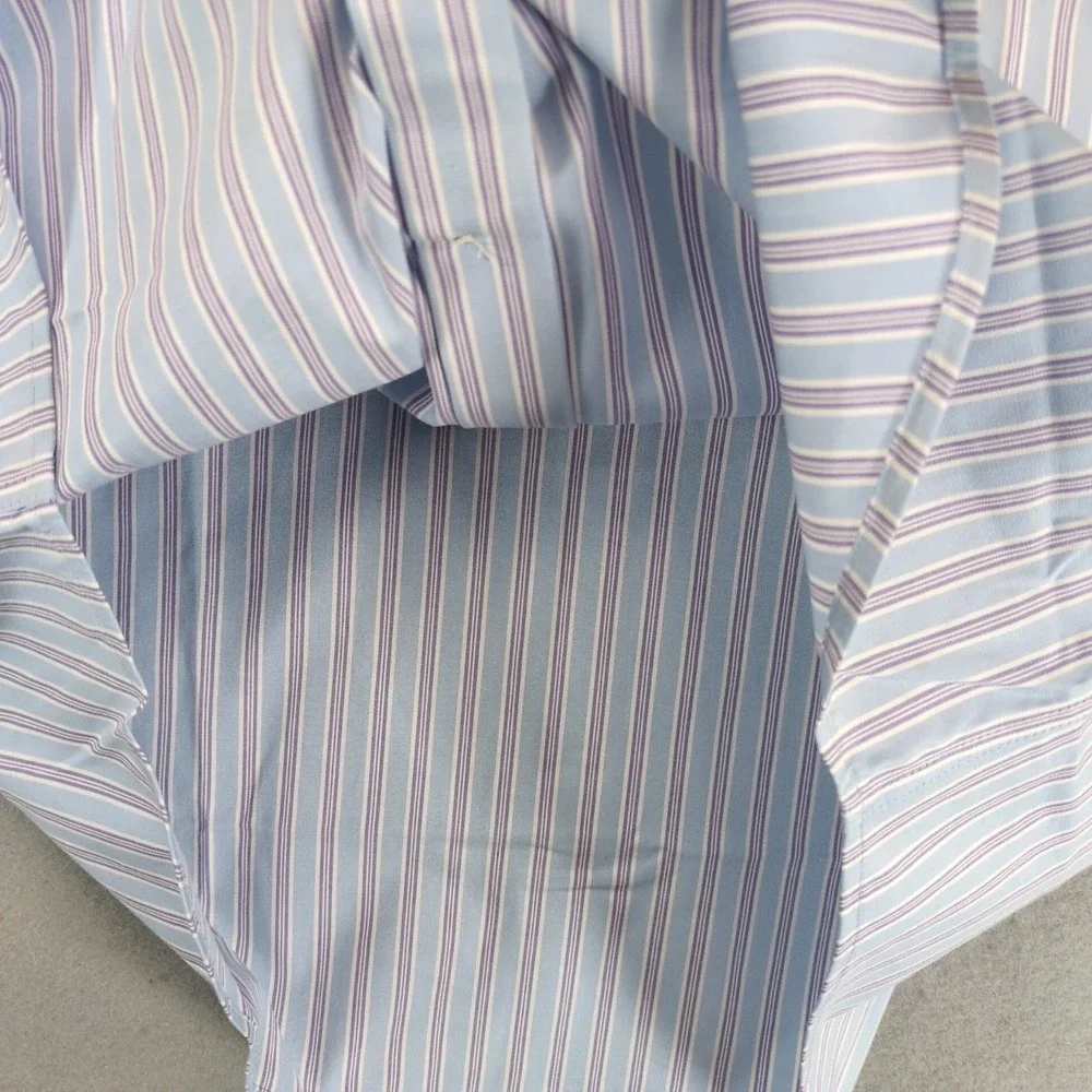 NWT Banana Republic Dress Shirt Mens M Blue Striped Slim Fit Wrinkle Resistant